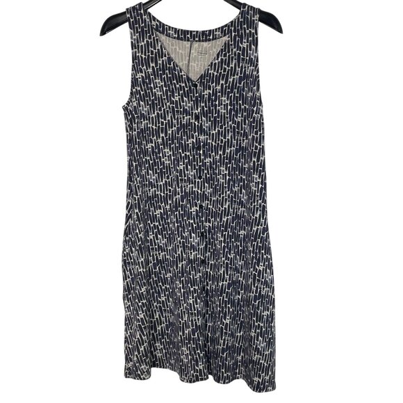 Garnet Hill Button Front V-Neck Tank Dress Sz MED Pockets - Picture 1 of 7